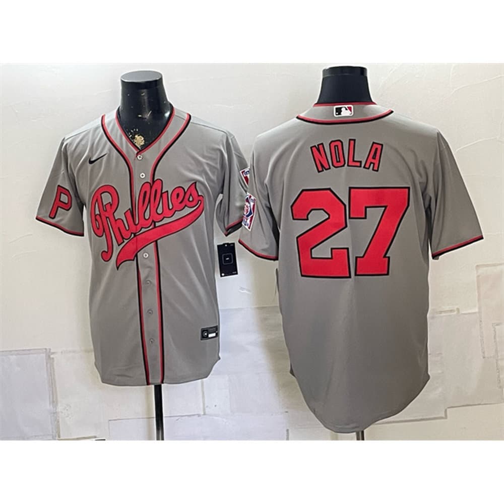 Youth Philadelphia Phillies #27 Aaron Nola Gray 2026 Field of Dreams Stadium Jersey