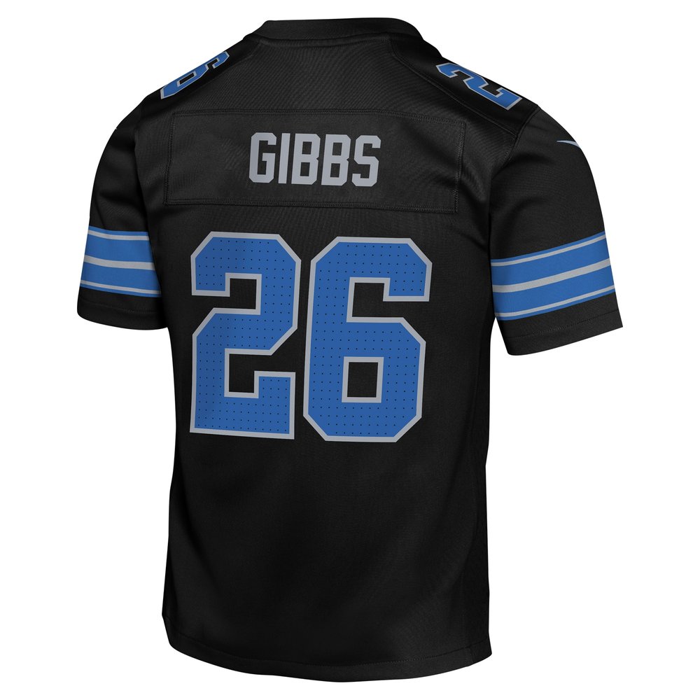 Youth Detroit Lions #26 Jahmyr Gibbs Black Alternate Player Game Jersey Youth Detroit Lions #26 Jahmyr Gibbs Black Alternate Player Game Jersey