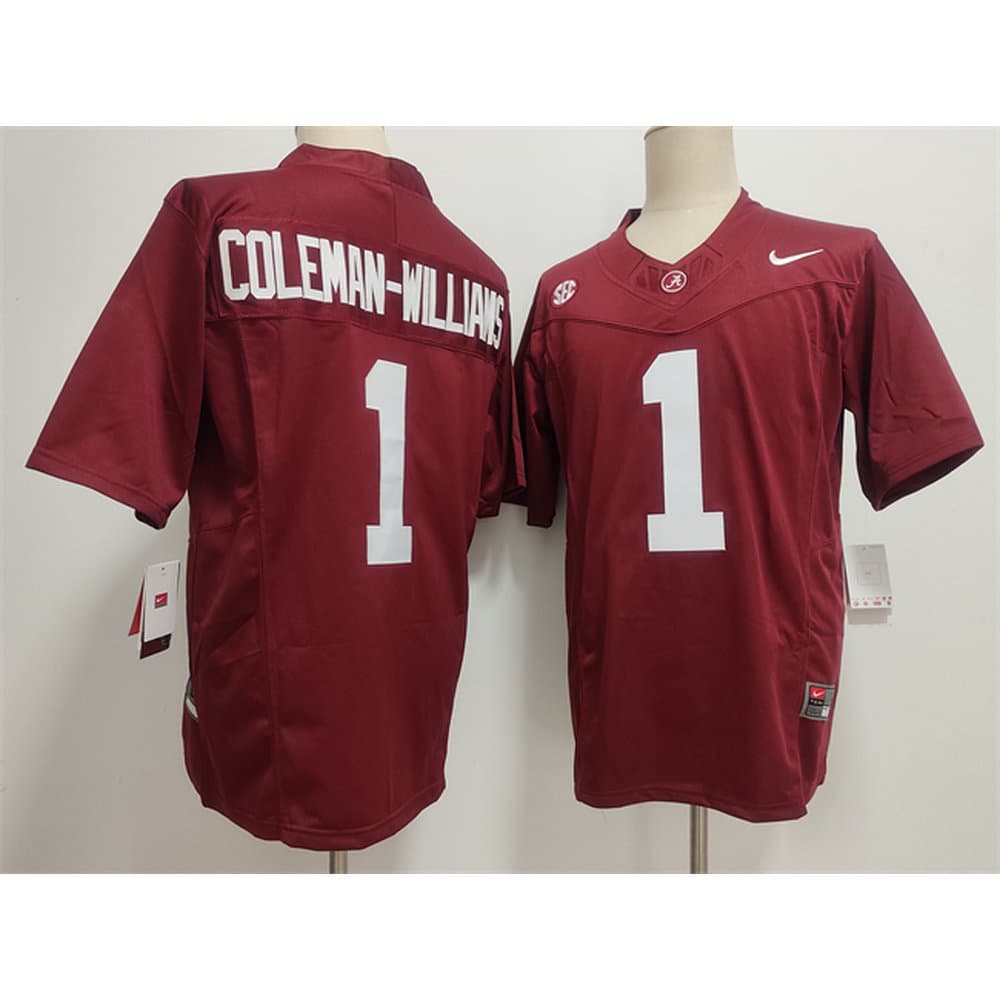 Men's Alabama Crimson Tide #1 Ryan Alexander Coleman-Williams Jr Red 2026 Vapor F.U.S.E. Limited Jersey