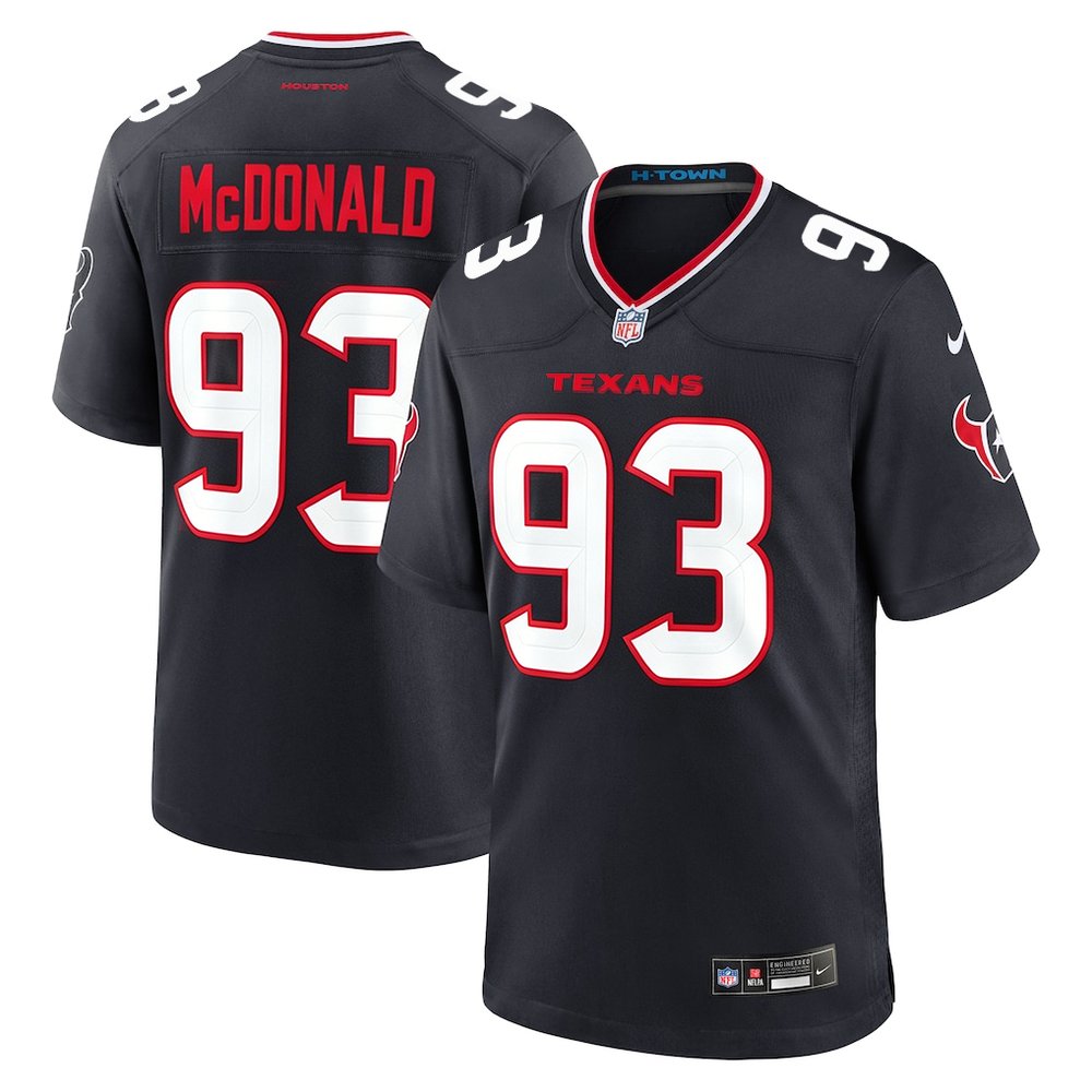Youth Houston Texans #93 Kayden McDonald Black 2026 NFL Draft Game Jersey