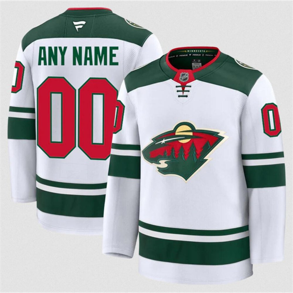 Youth Minnesota Wild Custom White 2024-25 Away Stitched Hockey Jersey