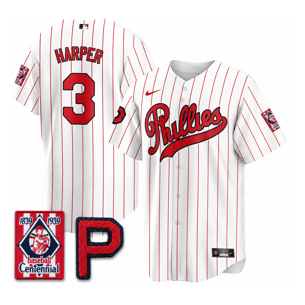 Men's Philadelphia Phillies #3 Bryce Harper White Stitched Baseball Jersey