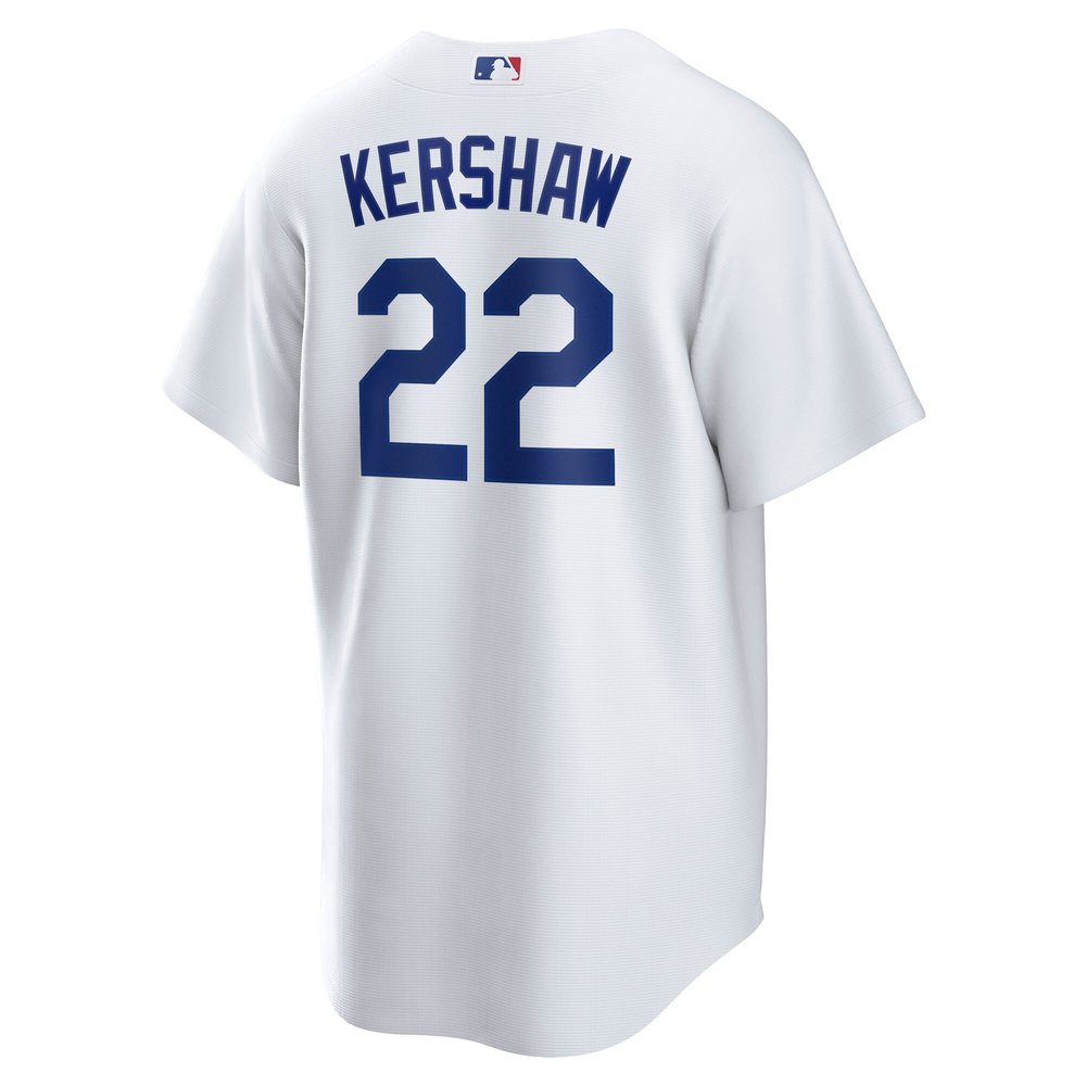 Men's Los Angeles Dodgers #22 Clayton Kershaw White 2024 World Series Home Replica Player Jersey