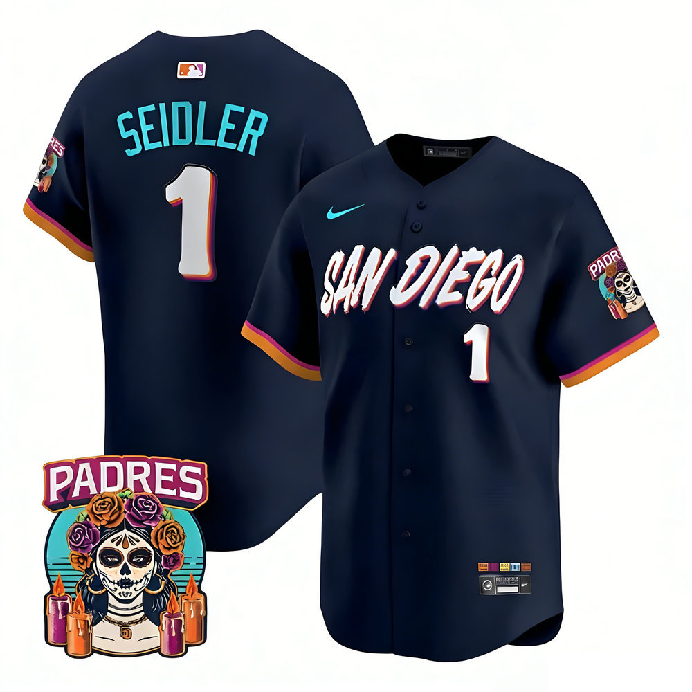 Men's San Diego Padres #1 Peter Seidler Navy 2026 City Connect Stitched Jersey-Button Up