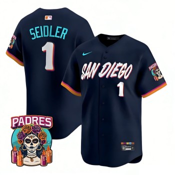 Men's San Diego Padres #1 Peter Seidler Navy 2026 City Connect Stitched Jersey-Button Up