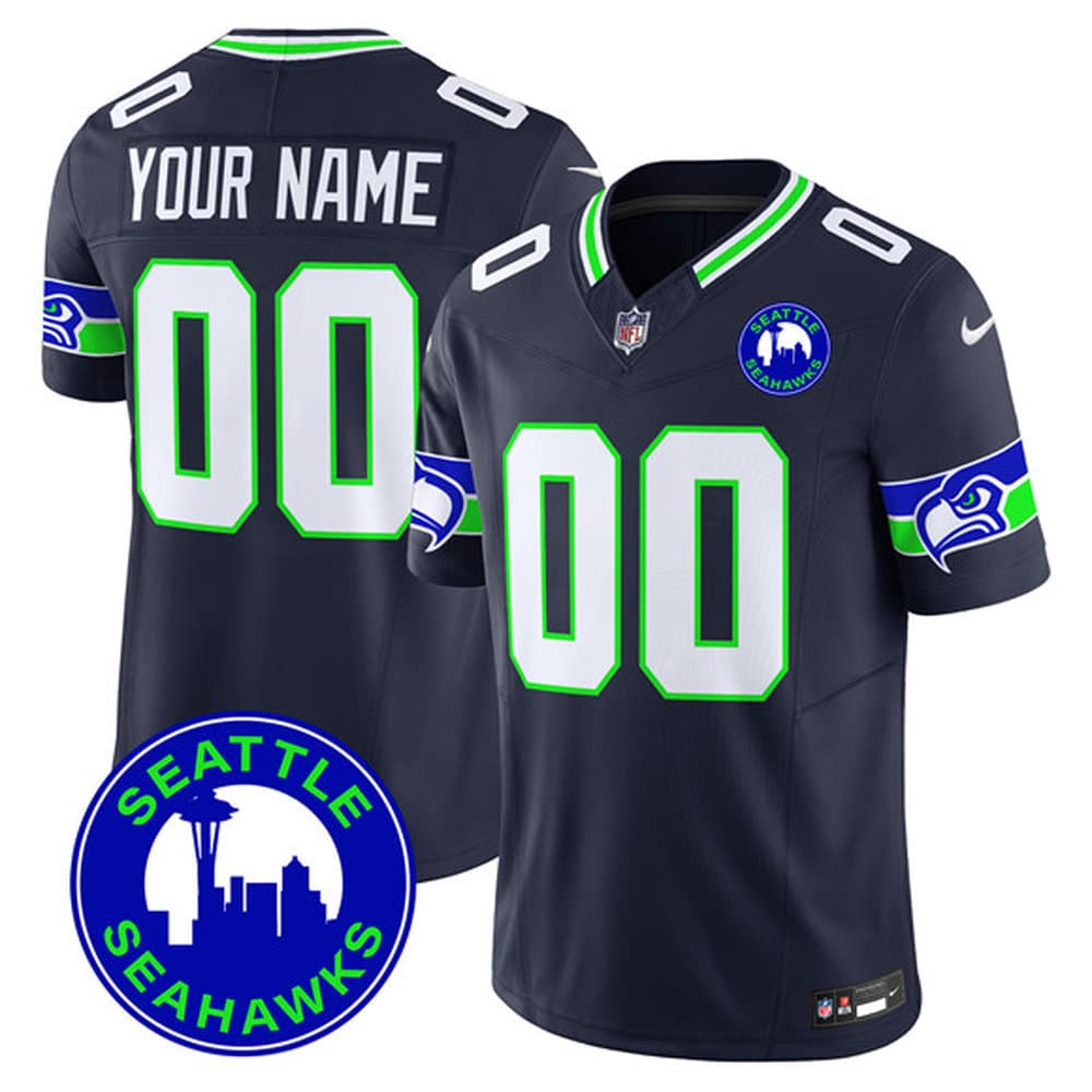 Men's Seattle Seahawks Black City Patch Vapor F.U.S.E. Limited Custom Jersey