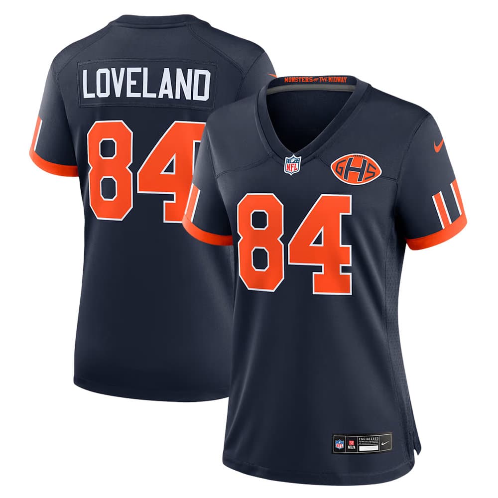 Women's Chicago Bears #84 Colston Loveland Navy 2026 Rivalries Collection Game Jersey