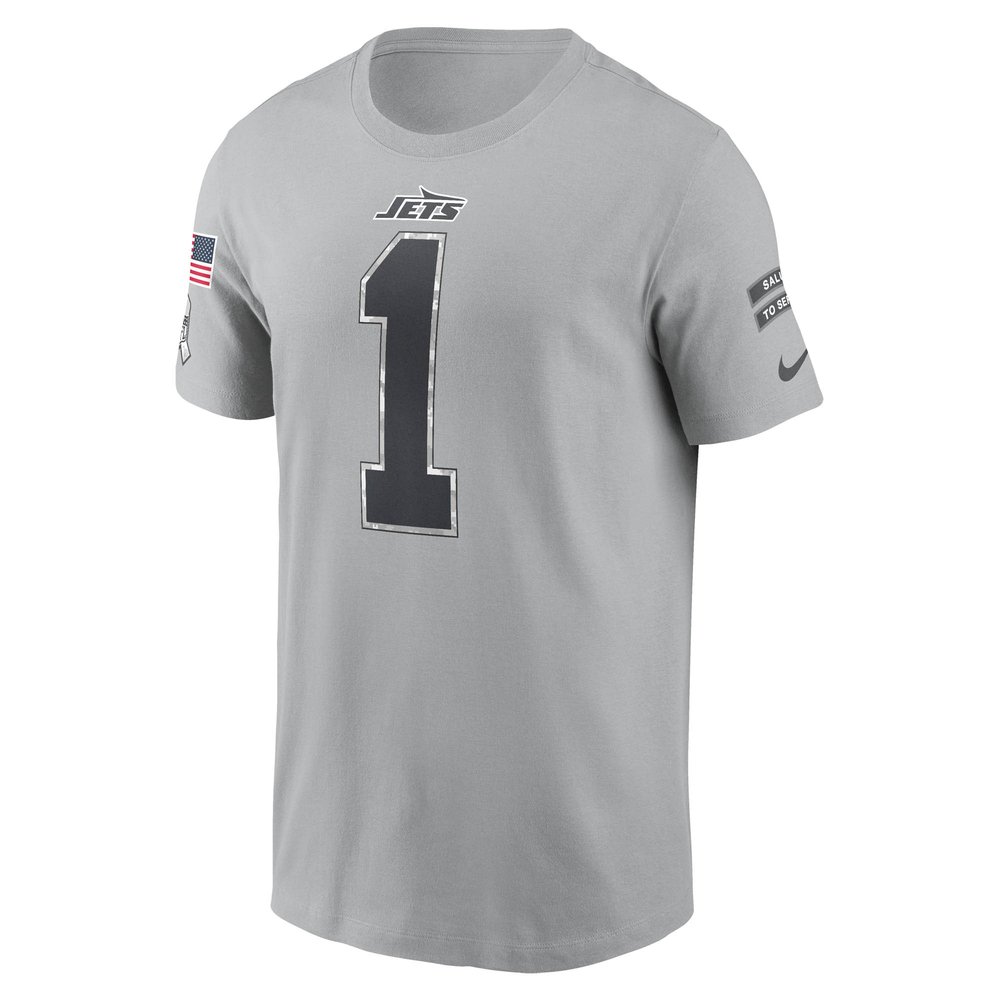 Men's New York Jets Ahmad Sauce Gardner Gray 2024 Salute To Service Name & Number T-Shirt