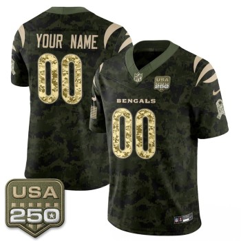 Men's Cincinnati Bengals Camo 2026 Salute to Service Vapor F.U.S.E. Limited Custom Jersey