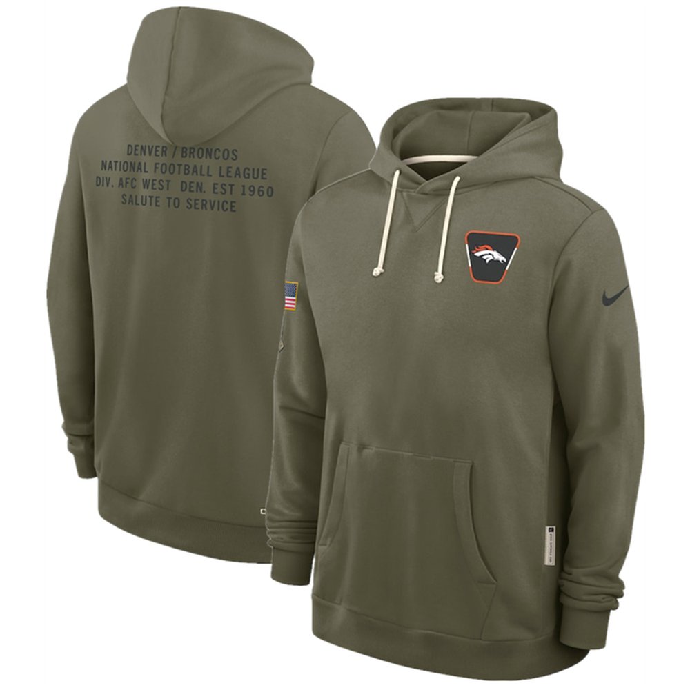 Men's Denver Broncos Olive 2025 Salute to Service Pullover Hoodie Men's Denver Broncos Olive 2025 Salute to Service Pullover Hoodie