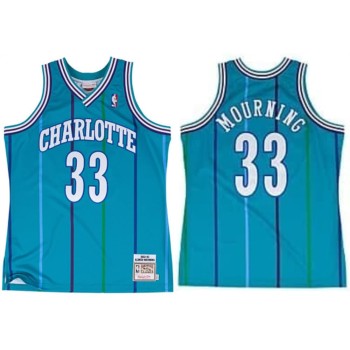 Men's Charlotte Hornets #33 Alonzo Mourning Teal 1992-93 Stitched Basketball Jersey Men's Charlotte Hornets #33 Alonzo Mourning Teal 1992-93 Stitched Basketball Jersey