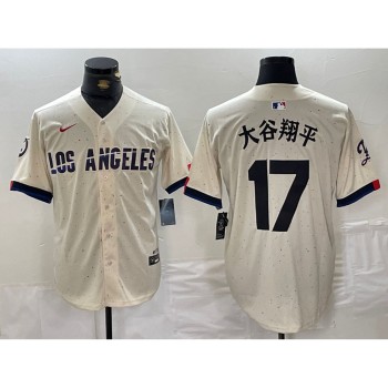 Men's Los Angeles Dodgers #17 Shohei Ohtani Cream Stitched Baseball Jersey Men's Los Angeles Dodgers #17 Shohei Ohtani Cream Stitched Baseball Jersey