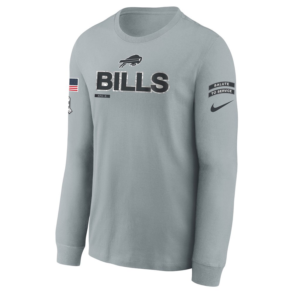 Youth Buffalo Bills Gray 2024 Salute To Service Long Sleeve T-Shirt