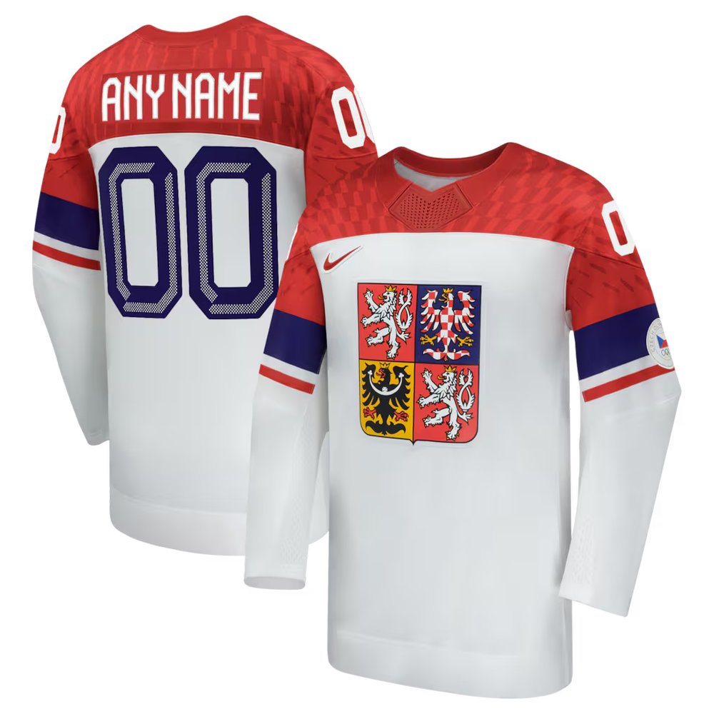 Youth Czech Republic Hockey Custom White 2026 Away Replica Jersey
