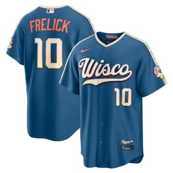 Youth Milwaukee Brewers #10 Sal Frelick Nike Mineral Blue 2026 City Connect Stadium Jersey