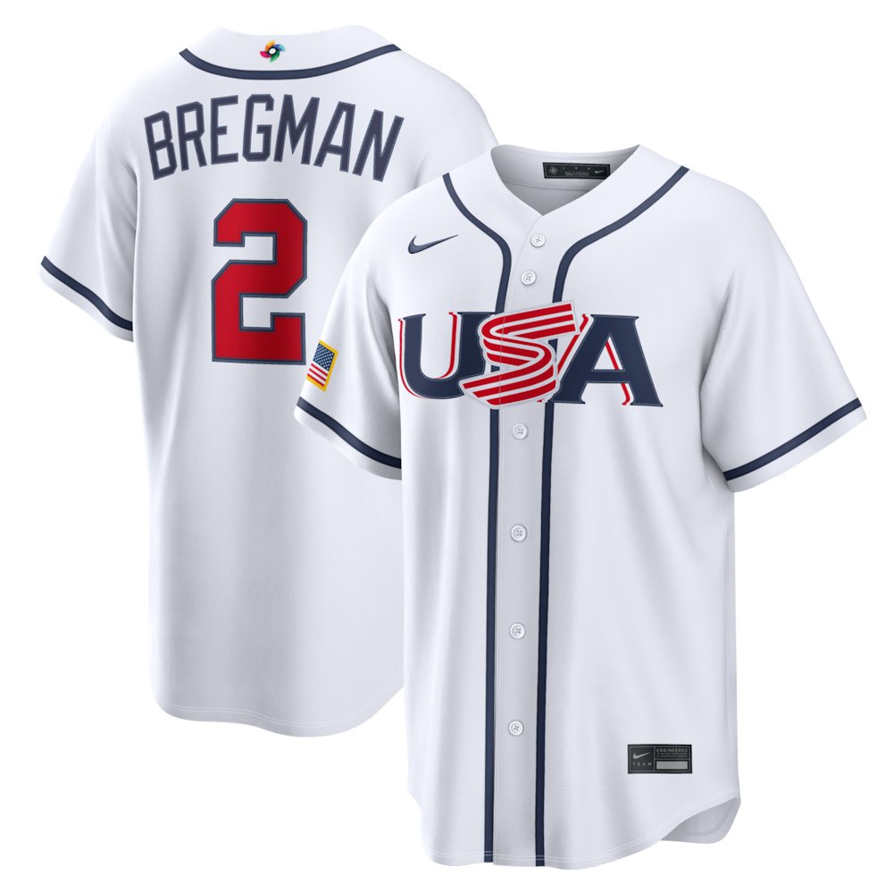 Men's USA Baseball #2 Alex Bregman White 2026 World Baseball Classic Home Stadium Jersey