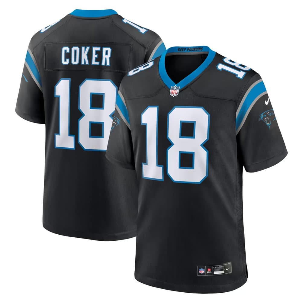 Men's Carolina Panthers #18 Jalen Coker Nike Black Team Game Jersey