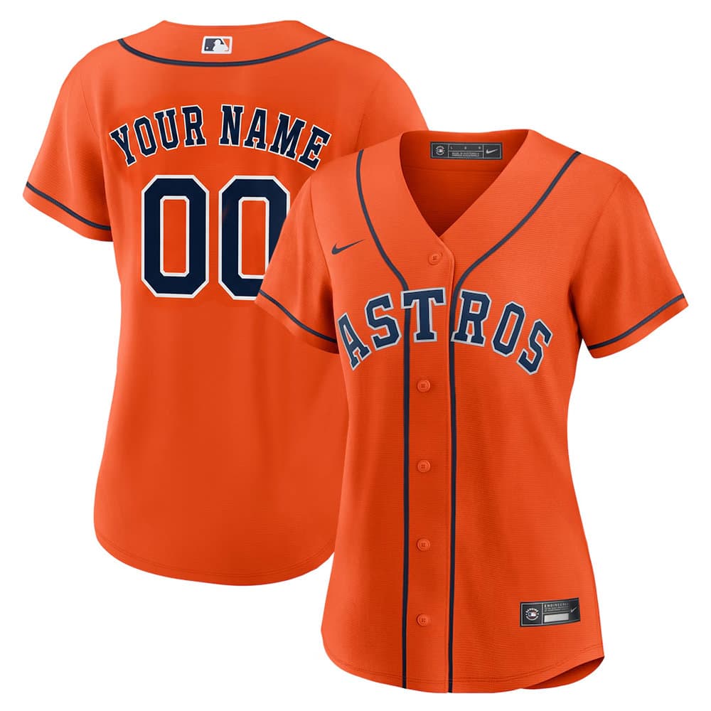 Women's Houston Astros Orange Stitched Baseball Custom Jersey