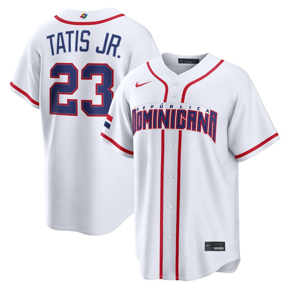 Youth Dominican Republic Baseball #23 Fernando Tatis Jr. White 2026 World Baseball Classic Home Stadium Jersey