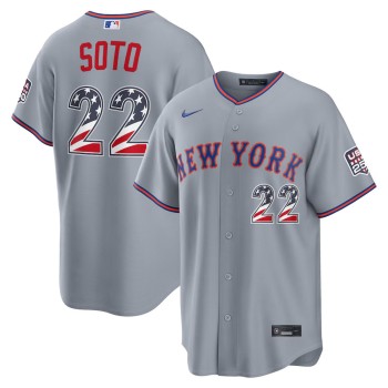 Men's New York Mets #22 Juan Soto Nike Gray USA 250 Fourth of July Road Stadium Jersey