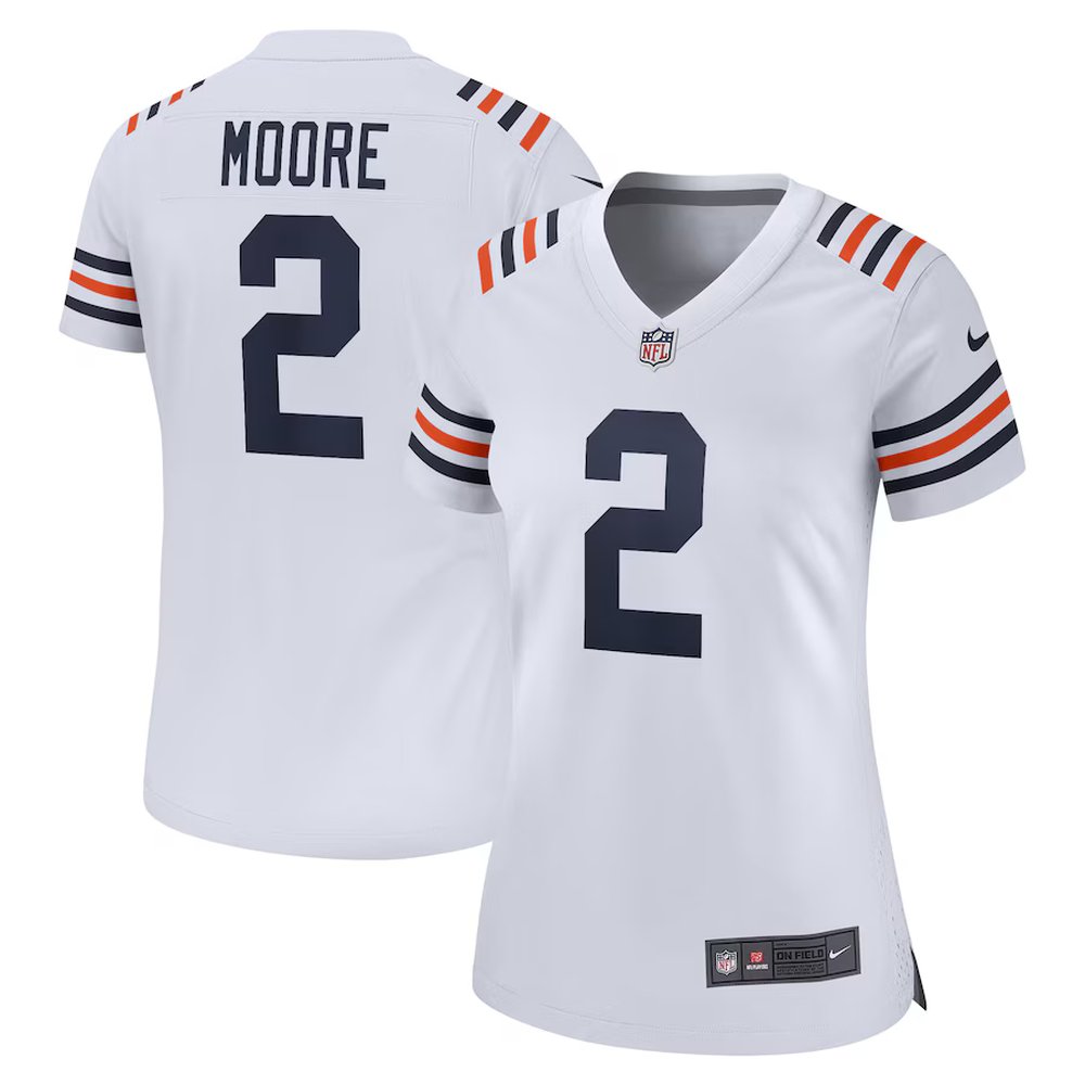 Women's Chicago Bears #2 D.J. Moore White Alternate Game Jersey