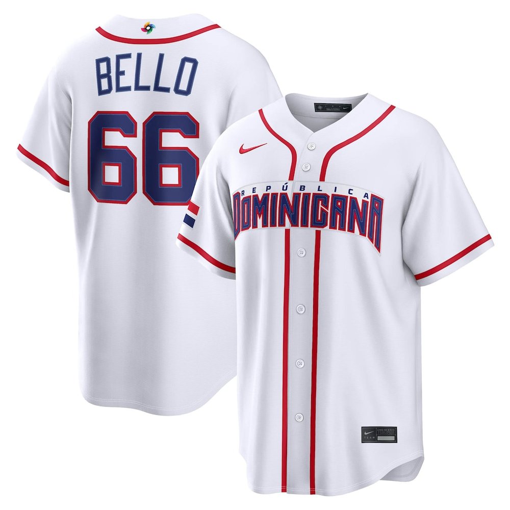 Youth Dominican Republic Baseball #66 Brayan Bello White 2026 World Baseball Classic Home Stadium Jersey