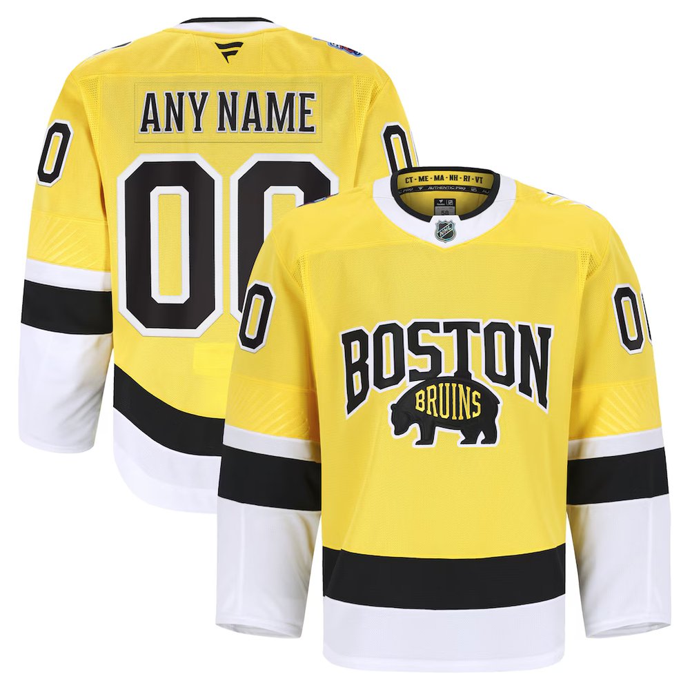 Youth Boston Bruins Custom Gold 2026 NHL Stadium Series Authentic Pro Custom Jersey