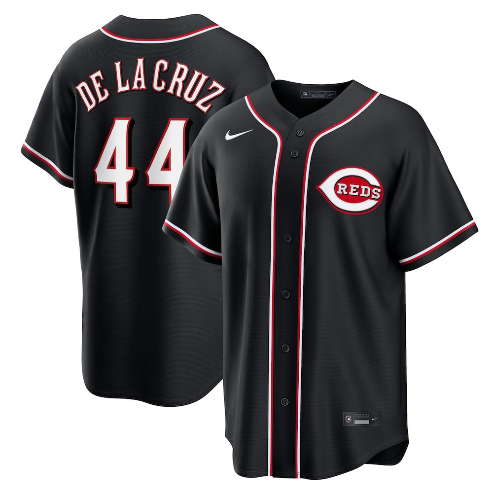 Youth Cincinnati Reds #44 Elly De La Cruz Fashion Replica Black Out Jersey Youth Cincinnati Reds #44 Elly De La Cruz Fashion Replica Black Out Jersey