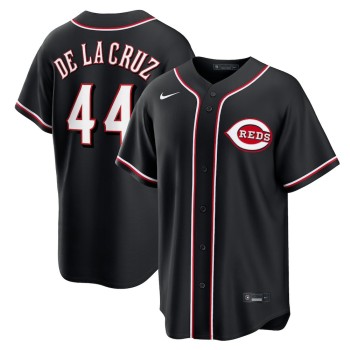 Men's Cincinnati Reds #44 Elly De La Cruz Fashion Replica Black Out Jersey