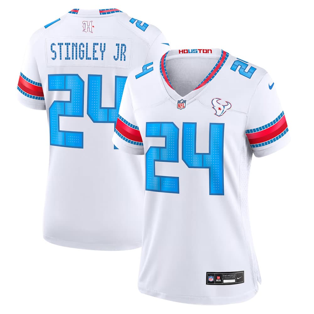 Women's Houston Texans #24 Derek Stingley Jr. White 2026 Rivalries Collection Game Jersey