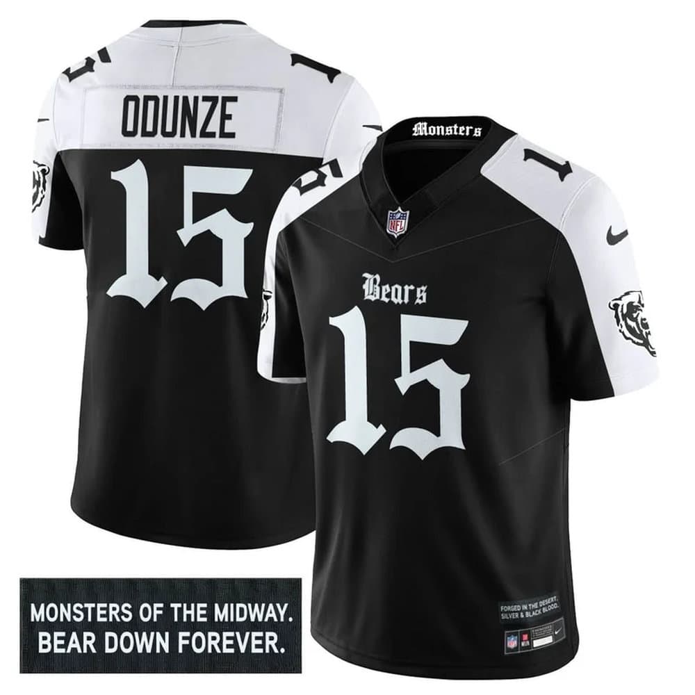 Men's Chicago Bears #15 Rome Odunze Black Alternate 'Gothic Monsters Edition' Vapor F.U.S.E. Limited Jersey