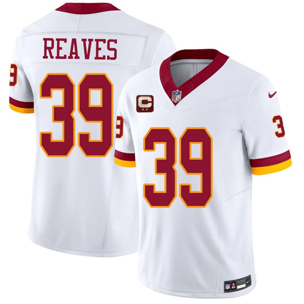 Men's Washington Commanders #39 Jeremy Reaves White 2026 With 2-Star C Patch Vapor F.U.S.E. Limited Jersey