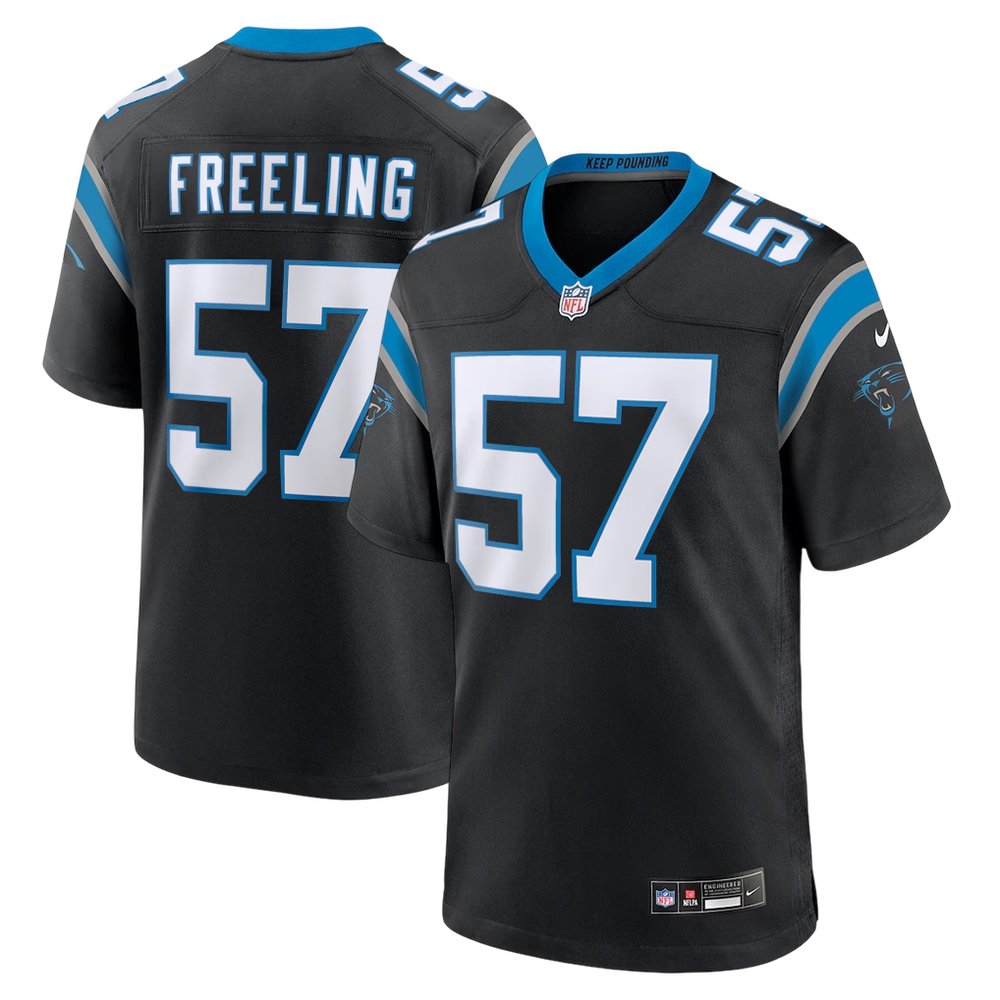 Men's Carolina Panthers #57 Monroe Freeling Black 2026 NFL Draft Game Jersey