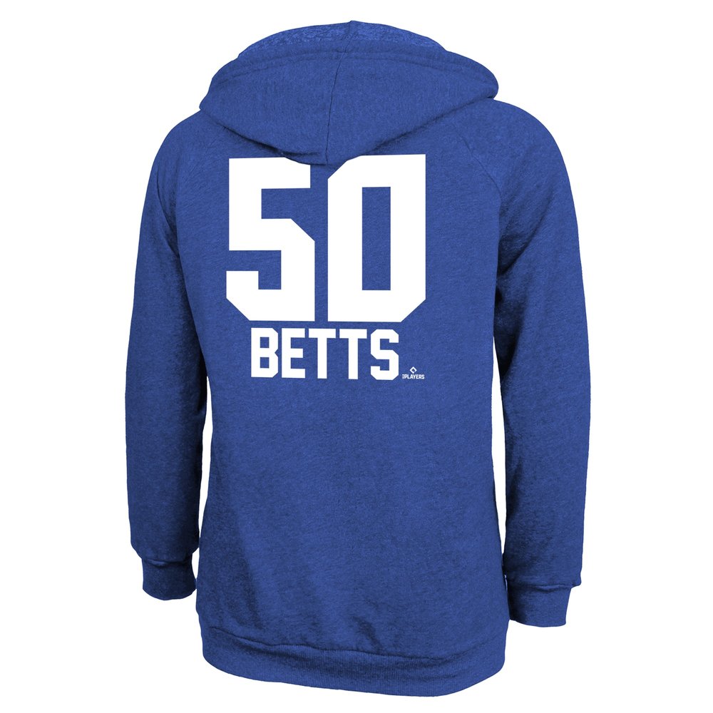Women's Los Angeles Dodgers #50 Mookie Betts Threads Royal 2024 World Series Champions Hoodie