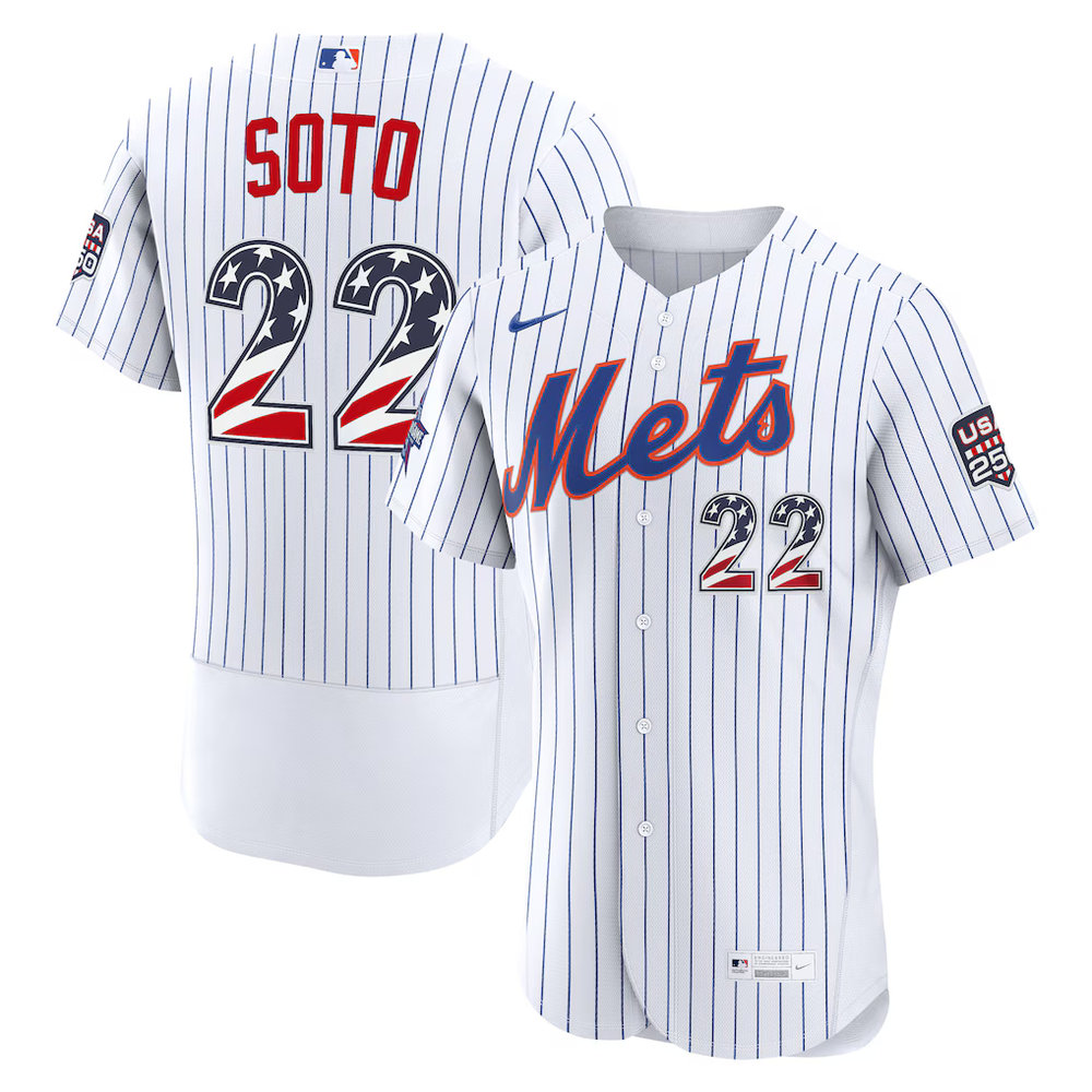 Youth New York Mets #22 Juan Soto Nike White 2026 All-Star Edition Stars & Stripes Authentic Jersey