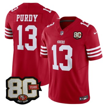 Men's San Francisco 49ers #13 Brock Purdy Red 80 Anniversary Vapor F.U.S.E. Limited Jersey