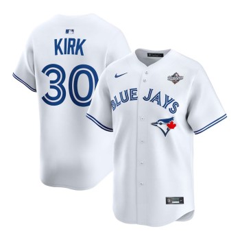 Men's Toronto Blue Jays #30 Alejandro Kirk White 2025 World Series Home Replica Player Jersey