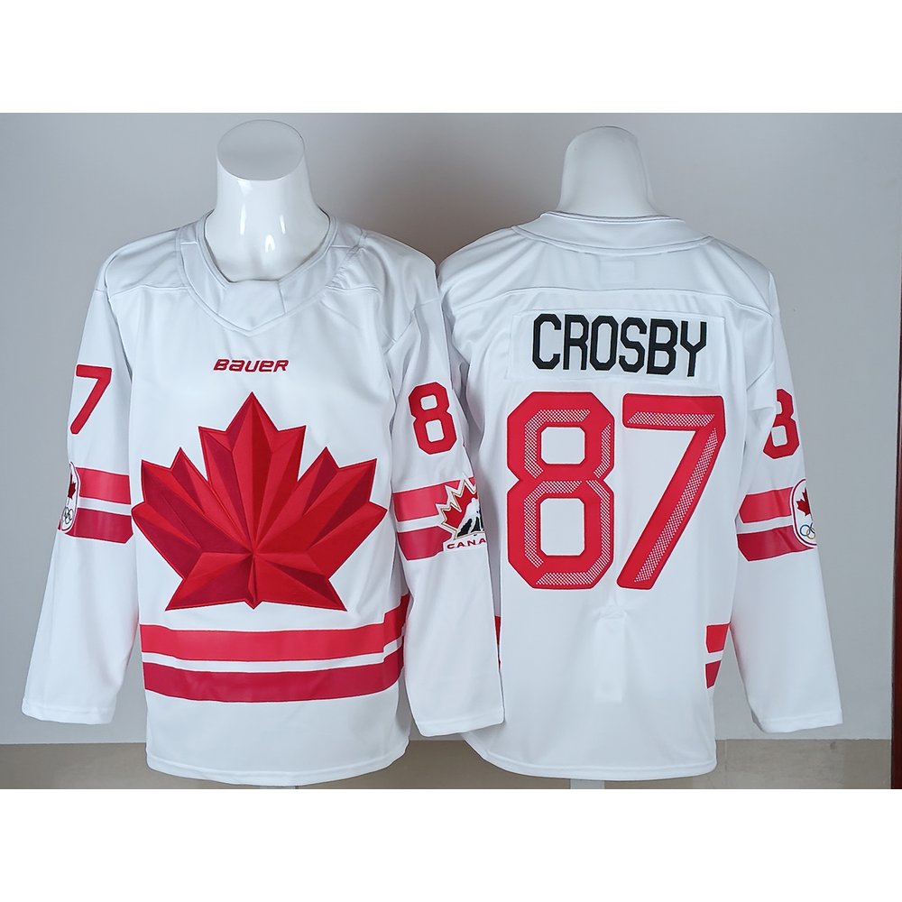 Youth Canada Hockey #87 Sidney Crosby White 2026 Away Replica Jersey