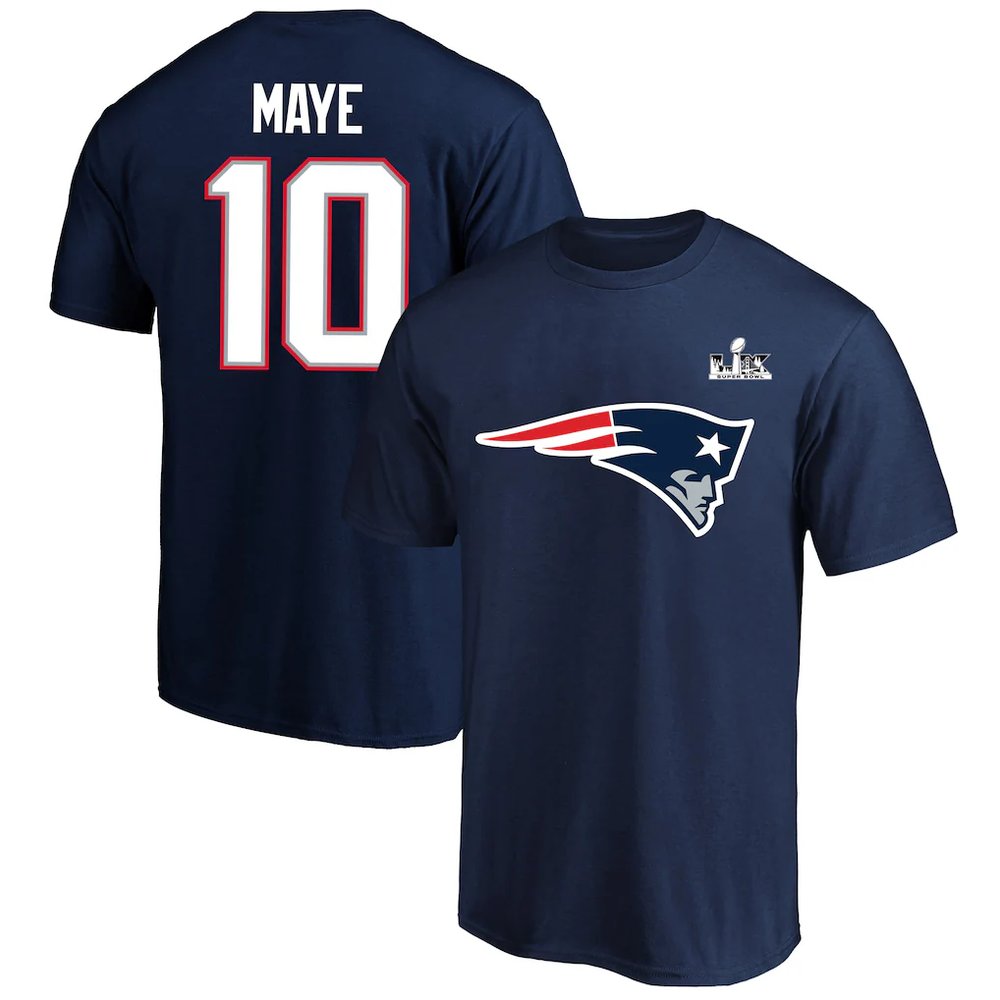 Men's New England Patriots #10 Drake Maye Navy Super Bowl LX Patch Big & Tall Name & Number T-Shirt Men's New England Patriots #10 Drake Maye Navy Super Bowl LX Patch Big & Tall Name & Number T-Shirt