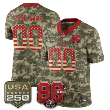 Men's San Francisco 49ers Camo 2026 Salute to Service Vapor F.U.S.E. Limited Custom Jersey