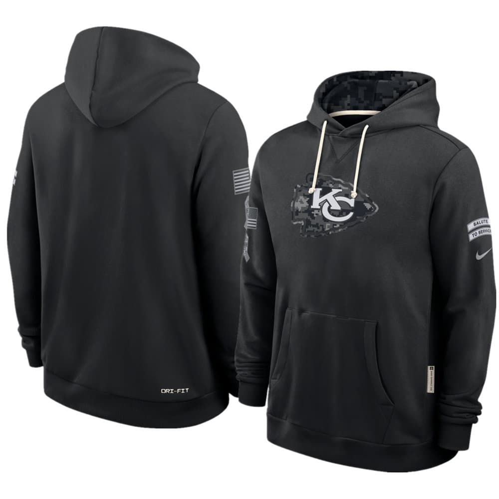 Men's Kansas City Chiefs Nike Black 2026 Salute to Service Sideline Dri-FIT Pullover Hoodie