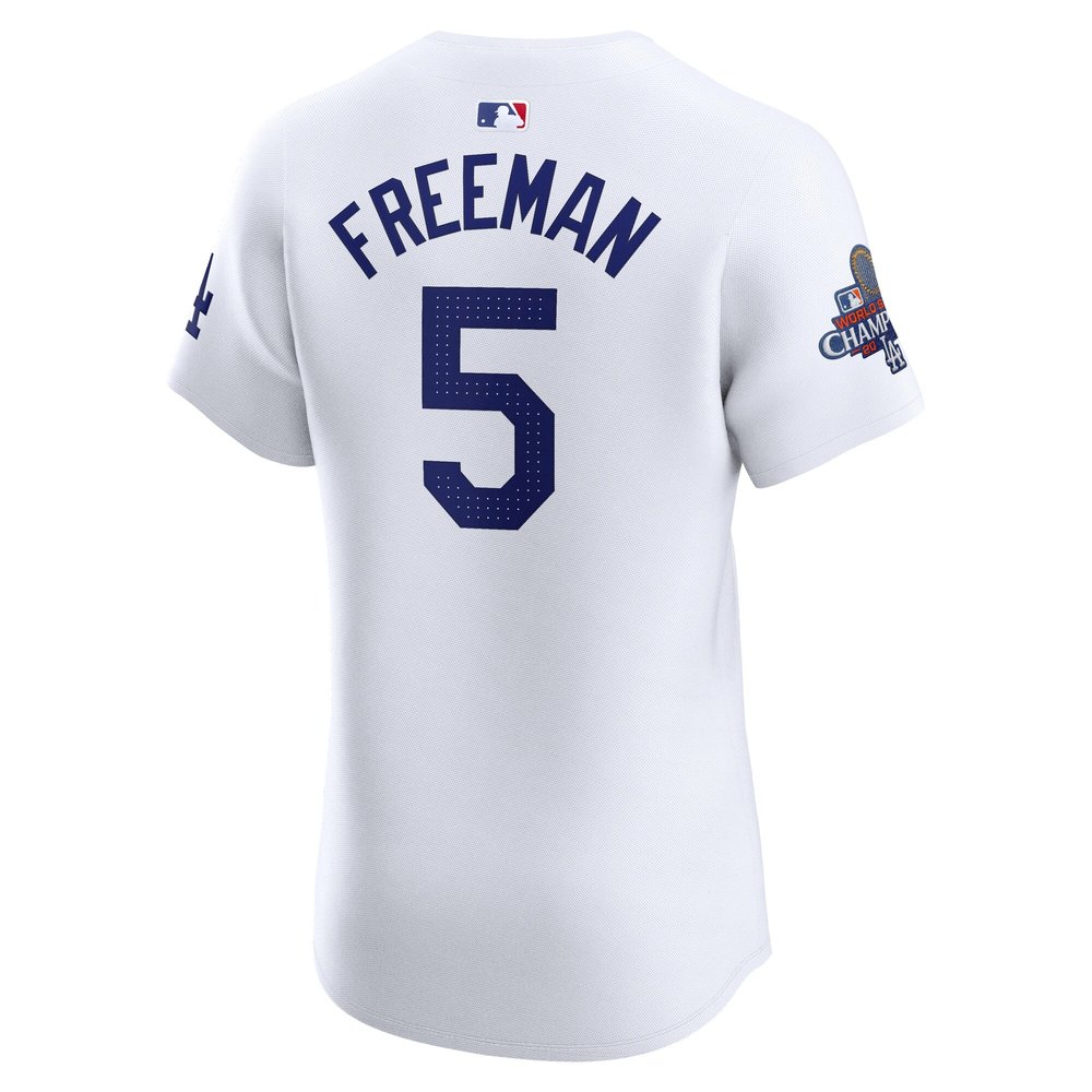 Men's Los Angeles Dodgers #5 Freddie Freeman White 2024 World Series Champions Home Elite Player Jersey Men's Los Angeles Dodgers #5 Freddie Freeman White 2024 World Series Champions Home Elite Player Jersey