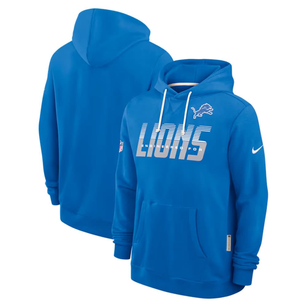 Men's Detroit Lions Blue Sideline Standard Issue Top Prospect Dri-FIT Hoodie