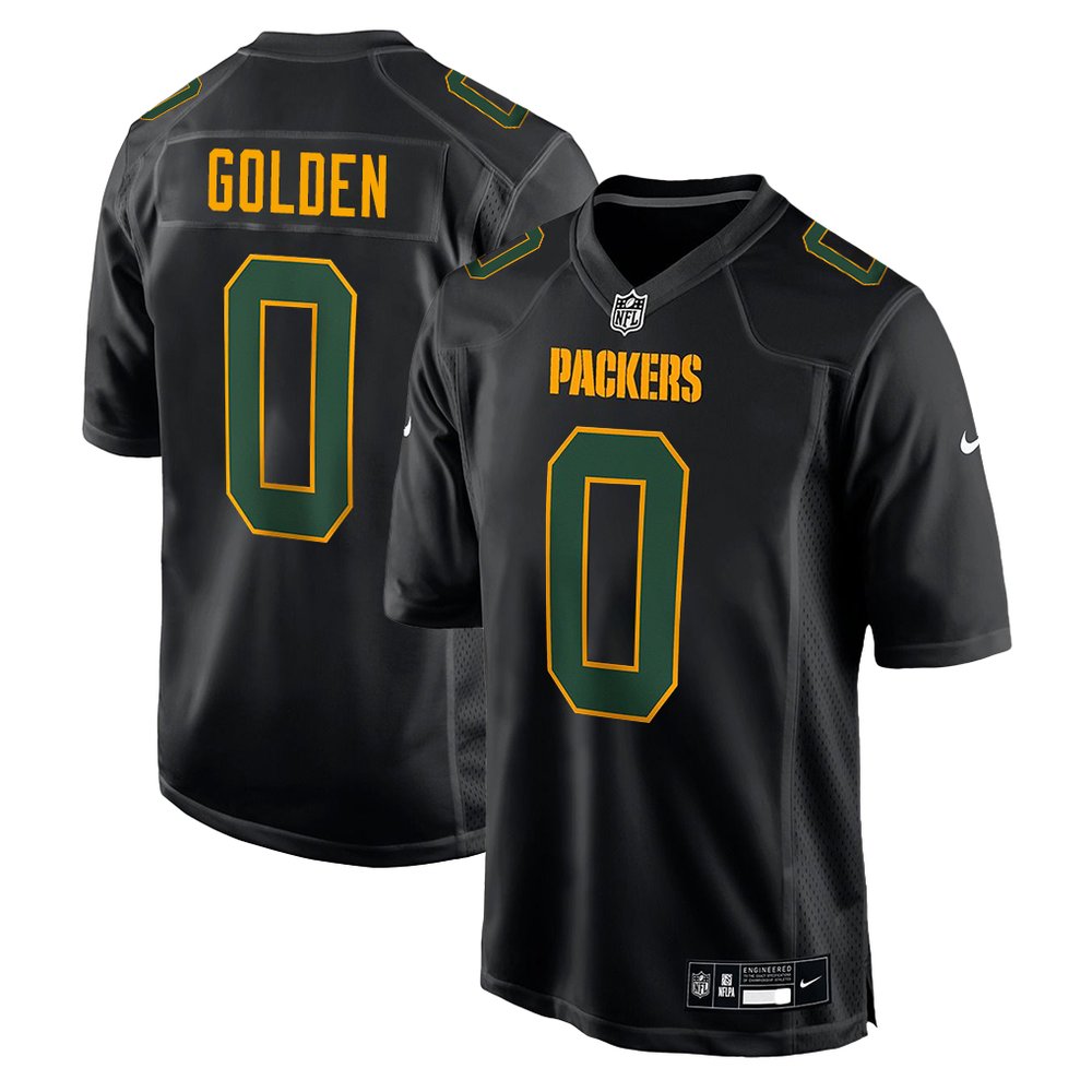 Men's Green Bay Packers #0 Matthew Golden Carbon Black Fashion Game Jersey