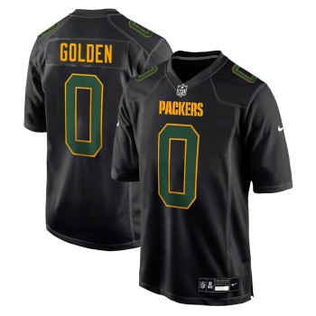 Men's Green Bay Packers #0 Matthew Golden Carbon Black Fashion Game Jersey