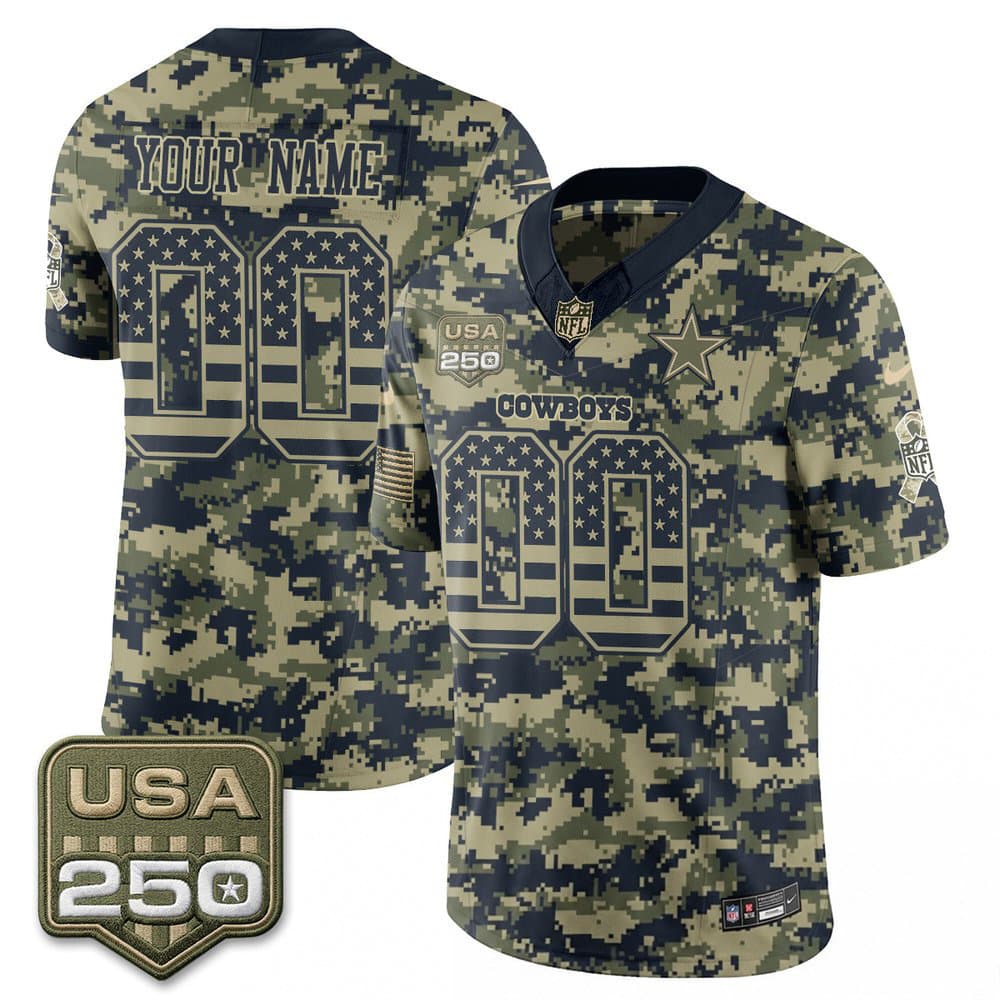 Youth Dallas Cowboys Camo 2026 Salute to Service Vapor F.U.S.E. Limited Custom Jersey