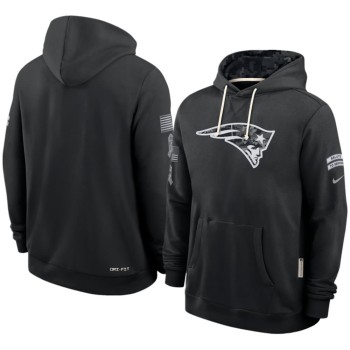 Men's New England Patriots Nike Black 2026 Salute to Service Sideline Dri-FIT Pullover Hoodie