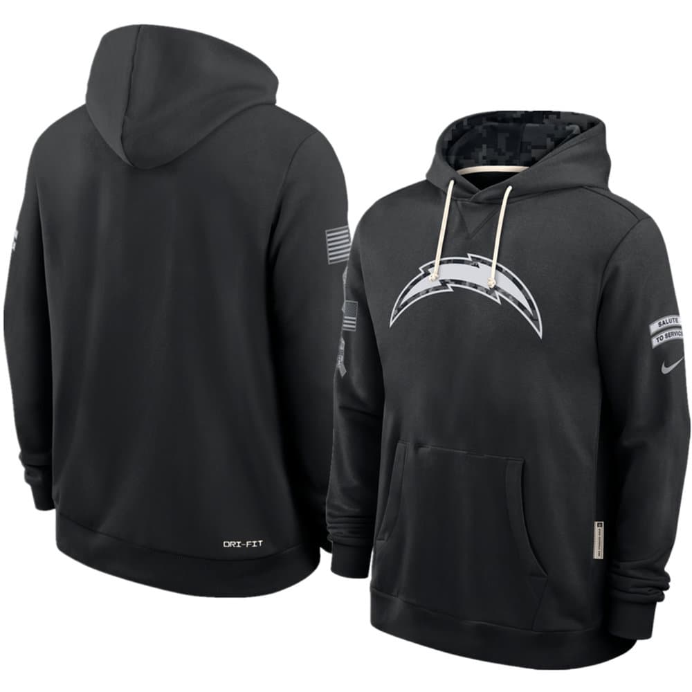 Men's Los Angeles Chargers Nike Black 2026 Salute to Service Sideline Dri-FIT Pullover Hoodie