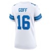 Women's Detroit Lions #16 Jared Goff White Game Jersey