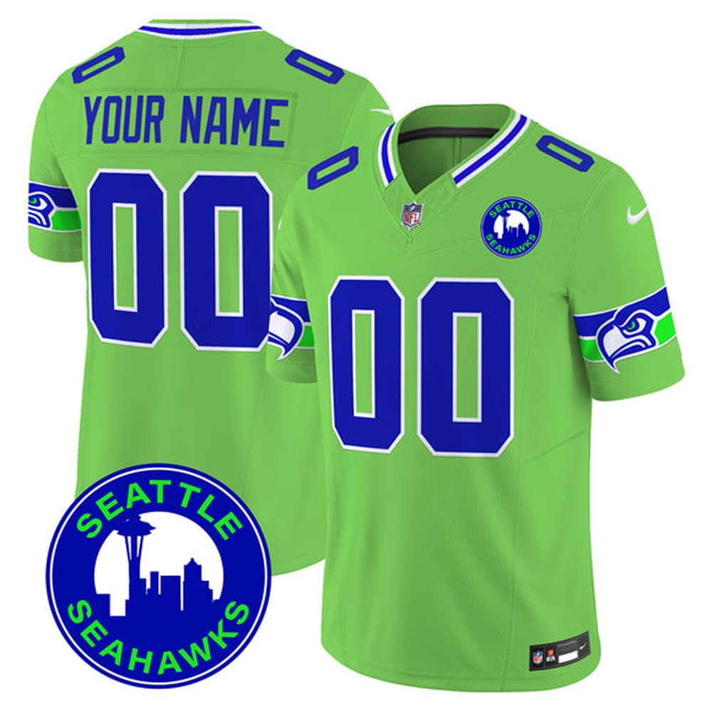Men's Seattle Seahawks Green City Patch Vapor F.U.S.E. Limited Custom Jersey
